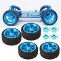 Drfeify RC Car Wheel Hub Kit, 4pcs Rubber Tire Metal Wheel Hub 1/18 RC Car Accessories Compatible for WLtoys A959 A979