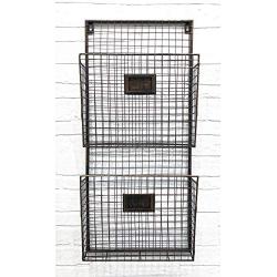 Two Tier Wall File Holder – Durable Antique Copper Metal Rack with Spacious Slots for Easy Organization, Mounts on Wall and Door for Office, Home, and Work – by Designstyles