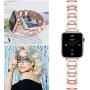 OULUCCI Stainless Steel Band Compatible Apple Watch Band 40mm 38mm Women Iwatch Gold Series 5 4 3, Accessories Metal Wristband D-Shape Sport Strap GOLD (No Tool Needed)