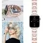 OULUCCI Stainless Steel Band Compatible Apple Watch Band 40mm 38mm Women Iwatch Gold Series 5 4 3, Accessories Metal Wristband D-Shape Sport Strap GOLD (No Tool Needed)