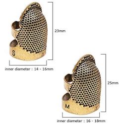 4 Pack Sewing Thimble Finger Protector, Adjustable Finger Metal Shield Protector Pin Needles Sewing Quilting Craft Accessories DIY Sewing Tools Needlework(2 Sizes)