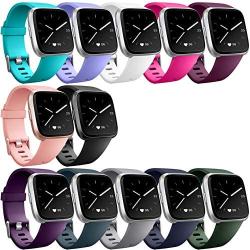 Hamile Replacement Bands (12 Pack) Compatible for Fitbit Versa/Versa 2/Lite/SE, Classic Soft Watch Band Straps Wristbands for Fitbit Versa/Lite & Special Edition Smartwatch, for Women Men, Large