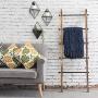 MyGift 5-ft Urban Rustic Wall-Leaning Burnt Wood & Metal Quilt Blanket and Towel Storage Ladder Stand