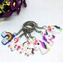 24Pcs Key Rings Unicorn Stamper-Unicorn Birthday Party Supplies Unicorn Theme Party Favor For Kids，Metal Split Keychain Ring Parts