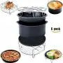 AIQI 5 Piece Air Fryer Accessories, Including Cake Barrel, Pizza Pan, Metal Holder, Skewer Rack and Silicone Mat for Gowise Phillips and Cozyna and More, Fit All 3.7QT - 5.3QT - 5.8QT AIQI 5 Piece Air Fryer Accessories, Including Cake Barrel, Pizza Pan, Metal Holder, Skewer Rack and Silicone Mat for Gowise Phillips and Cozyna and More, Fit All 3.7QT - 5.3QT - 5.8QT