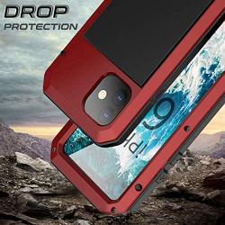 Mangix Compatible with iPhone 12 Case and iPhone 12 Pro Case (2020), Built-in Glass Screen Protector Military Grade Drop Shock Protection Metal Bumper for Apple iPhone 12/12 Pro 6.1'' (Red)