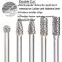 5 Pcs Carbide Rotary Burr Set with 6 mm(1/4 Inch) Shank and 8mm Head, Acrux7 Tungsten Carbide Double Cut Rotary Burr 1/4 Inch Shank Die Grinder Bits for DIY Woodworking, Metal Carving, Engraving, Dril