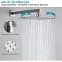 CHING Shower System Brushed Nickel Wall Mounted Shower Faucet Set with Waterfall Tub Spout and 10 Inch Rain Shower Head Rain Mixer Shower Faucet Combo Set All Metal (Brushed Nickel 10 Inch)