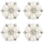 FEIYI 24 Pieces 26 mm Flatback Pearl Rhinestone DIY Embellishments for Wedding Decoration, Flower Center, Gift Card Decor (Silver)