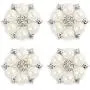 FEIYI 24 Pieces 26 mm Flatback Pearl Rhinestone DIY Embellishments for Wedding Decoration, Flower Center, Gift Card Decor (Silver)