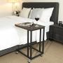VASAGLE Industrial Side Table, End Table for Coffee Laptop Tablet, Mobile Table with Rolling Casters, Steel Frame, for Living Room, Bedroom, Dark Walnut and Black ULNT50Z