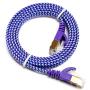 Tera Grand - 3FT - CAT7 10 Gigabit Ethernet Ultra Flat Patch Cable for Modem Router LAN Network - Braided Jacket, Gold Plated Shielded RJ45 Connectors, Faster Than CAT6a CAT6 CAT5e, Purple & Blue