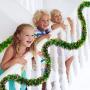 Mardi Gras Tinsel Garland Metallic Festooning Garland Glitter Mixed Color Garland Hanging Fringe Garland for Mardi Gras Party Decorations, 16.5 Feet Each (2 Pieces)