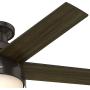 Hunter Fan Company 59268 Hunter Anslee Indoor Low Profile Ceiling Fan with LED Light and Pull Chain Control, 46'', Premier Bronze