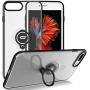 iPhone 8 Plus Case, iPhone 7 Plus Semi-Transparent Clear Case with Ring Holder Kickstand Built-in Metal Sheet Work with Magnetic Car Mount Ultra-Slim Cover Case for iPhone 8 Plus 5.5 inch - Clear