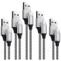 USB C Cable,XIAE 5Pack (3/3/6/6/10FT) Nylon Braided Fast Charging Cable Aluminum Housing Compatible with Samsung Galaxy S10 S9 Note 9 8 S8 Plus,LG V30 V20 G6,Google Pixel,Huawei P30/P20-Black&White