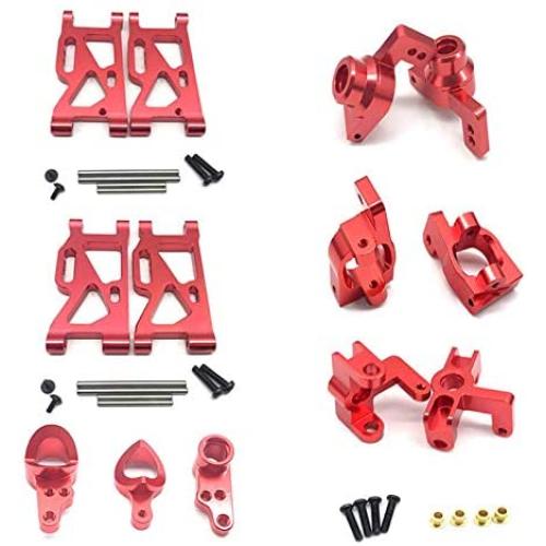 Gravo Metal Steering Swing Arm Base C Rear Hub Seat Assembly Upgrade Parts for Wltoys 144001 1/14 RC Car,Red