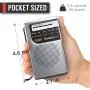 PowerBear Portable Radio | AM/FM, 2AA Battery Operated with Long Range Reception for Indoor, Outdoor & Emergency Use | Radio with Speaker & Headphone Jack (Silver)