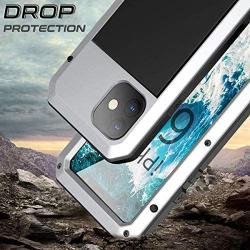 Mangix Compatible with iPhone 12 Case and iPhone 12 Pro Case (2020), Built-in Glass Screen Protector Military Grade Drop Shock Protection Metal Bumper for Apple iPhone 12/12 Pro 6.1''(Silver)