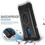 TJS Phone Case Compatible with LG K40/K12 Plus/X4/Solo LTE/Harmony 3/Xpression Plus 2 [Full Coverage Tempered Glass Screen Protector] Aluminum Ring Magnetic Support Built-in Metal Plate Back (Black)