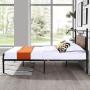 VECELO Queen Size Bed Frame with Wooden Headboard, Metal Platform Bed Frame with Footboard,No Box Spring Needed,Sturdy Steel Structure,14 Strong Steel Slat Support, Easy Assembly/Rustic Brown