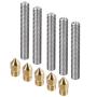 PChero 5pcs M6 x 40mm Stainless Steel Teflon Nozzle Throat + 5pcs 0.4mm Brass Extruder Nozzle Print Heads for Anet A8 MK8 Reprap 3D Printers