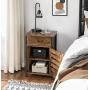 VASAGLE Nightstand, Side Table with Drawer, Shutter Door, End Table with Adjustable Shelf, Metal Frame, Industrial Style, Rustic Brown and Black ULET063B01