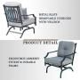 Festival Depot 2 of Outdoor Patio Bistro ArmChairs with Cushions Set Premium Fabric Metal Frame Furniture Set Garden Dining Seating Chair Thick & Soft Cushions (Grey)