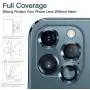 Hoerrye For Iphone 12 Pro Max Camera Lens Protector, Metal Full Cover + Tempered Glass Circle Screen Protection For Iphone 6.7 - Pacific Blue