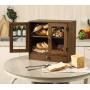 TQVAI Bamboo 2 Tier Bread Box with Clear Window and Cutlery Tray Double Layer Bread Storage Kitchen Countertop Bread Holder - Assembly Required, Retro Brown