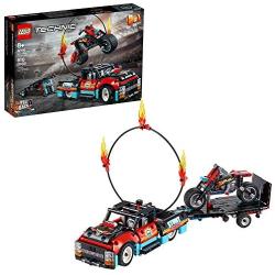 LEGO Technic Stunt Show Truck & Bike 42106 Vehicle Building Set Includes Toy Stunt Motorcycle, Toy Truck and Trailer, New 2020 (610 Pieces)