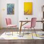 Art Leon Velvet Chairs, Mid Century Upholstered Kitchen Dining Chairs with Gold Metal Legs, Set of 2, Pink