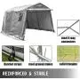 Happybuy Portable Storage Shed 10x10x7.8 ft, Portable Garage With Roll Up Door, Steel Metal Peak Roof Storage Shelter, Logic Portable Garage For Motorcycle Garden Patio Storage