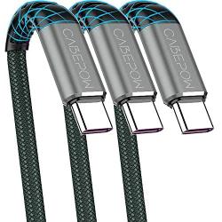 USB A to Type C Cable, Cabepow [3-Pack 1ft] Fast Charging USB Type C Cord for Samsung Galaxy A10/A20/A51/S10/S9/S8, Type C Charger Premium Nylon Braided USB Cable (Drak Green)