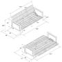 DHP Henley Metal Arm Futon Frame, Industrial Loft Design, Converts to Sleeper, Black Sturdy Metal
