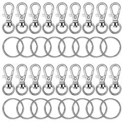 Roctee 120 Pcs Lobster Clasp Keychain Silvery Lobster Claws Clasps, Swivel Snap Hooks, O Key Rings with Open Jump Ring, Jewelry Making Findings Key Chain Clasps Parts for Craft DIY