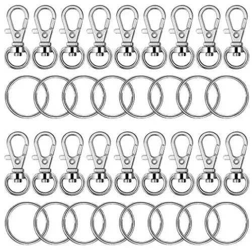 Roctee 120 Pcs Lobster Clasp Keychain Silvery Lobster Claws Clasps, Swivel Snap Hooks, O Key Rings with Open Jump Ring, Jewelry Making Findings Key Chain Clasps Parts for Craft DIY Roctee 120 Pcs Lobster Clasp Keychain Silvery Lobster Claws Clasps, Swivel Snap Hooks, O Key Rings with Open Jump Ring, Jewelry Making Findings Key Chain Clasps Parts for Craft DIY