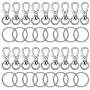 Roctee 120 Pcs Lobster Clasp Keychain Silvery Lobster Claws Clasps, Swivel Snap Hooks, O Key Rings with Open Jump Ring, Jewelry Making Findings Key Chain Clasps Parts for Craft DIY