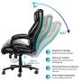 VANSPACE Big and Tall Executive Office Chair 400lb High Back Ergonomic Desk Chair Bonded Leather Chair - Heavy Duty Metal Base, Thick Padding, Adjustable Swivel Chair