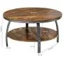 GreenForest 35.4 Inch Round Coffee Table 2-Tier Large Size Industrial Design Sofa Table for Living Room with Storage Shelf Metal Legs Center Table, Rustic Brown GreenForest 35.4 Inch Round Coffee Table 2-Tier Large Size Industrial Design Sofa Table for Living Room with Storage Shelf Metal Legs Center Table, Rustic Brown