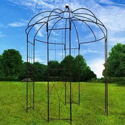 OUTOUR French Style Birdcage Shape Heavy Duty Gazebo,9Highx 6‘6''Wide,Pergola Pavilion Arch Arbor Arbour Plants Stand Rack for Wedding Outdoor Garden Lawn Backyard Patio,Climbing Vines,Roses,Dark Rust