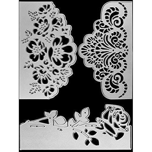 3 Pieces Rose Cutting Die Flower Shape Embossing Dies Carbon Steel Die Cutting Stencils for DIY Carding Making Scrapbooking Supplies