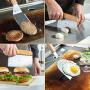 Gallize Metal Spatula Griddle Accessories Kit - Set of 5 High Grade Stainless Steel Grill Spatulas for BBQ and Cooking with Improved Quality Wooden Handles