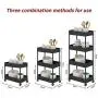 Slim Storage Cart 4 Tier Shelf Rolling Cart Storage Shelves Corner Organizer Metal Storage Racks (Black) Slim Storage Cart 4 Tier Shelf Rolling Cart Storage Shelves Corner Organizer Metal Storage Racks (Black)
