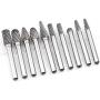 YUFUTOL Carbide Burrs Set 10pcs Double Cut Solid Carbide Rotary Burr Set 1/4 Inch Shank for Die Grinder Drill,Metal Carving, Polishing,Engraving,Drilling