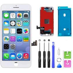 Screen Replacement for iPhone 7 4.7'', LCD Touch Display Screen Digitizer Frame Assembly Replacement with Repair Tool Set (White)