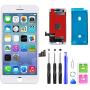 Screen Replacement for iPhone 7 4.7'', LCD Touch Display Screen Digitizer Frame Assembly Replacement with Repair Tool Set (White)
