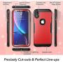 YOUMAKER Metallic Designed for iPhone XR Case, Full Body Rugged with Built-in Screen Protector Slim Fit Shockproof Cover for iPhone XR 6.1 Inch - Red/Black