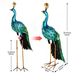 Outdoor Solar Peacock Statue Garden Decor Metal Yard Art for Lawn Backyard Party Wedding Decoration