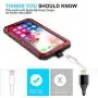 iPhone Xs Max Case, TCM Aluminum Metal Case - Water Resistant Shockproof Heavy Duty Tempered Glass Screen Protector Dual Layer Protective Case for Apple iPhone Xs Max-Red